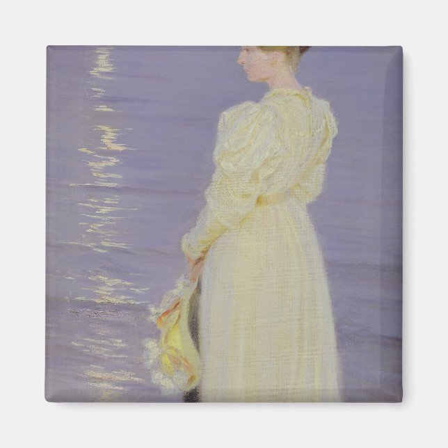 Frau in Weiß am Strand, 1893 Magnet (Vorne)