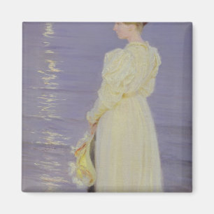 Frau in Weiß auf einem Strand, 1893 Magnet