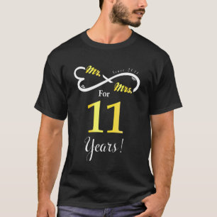 Frau Infinite Liebe Verheiratet Jahrestag 11 Jahre T-Shirt
