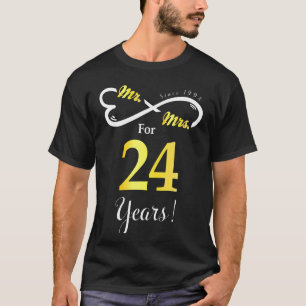 Frau Infinite Liebe Verheiratet Jahrestag 24 Jahre T-Shirt
