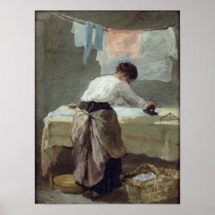 Frau Ironing Poster
