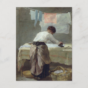 Frau Ironing Postkarte
