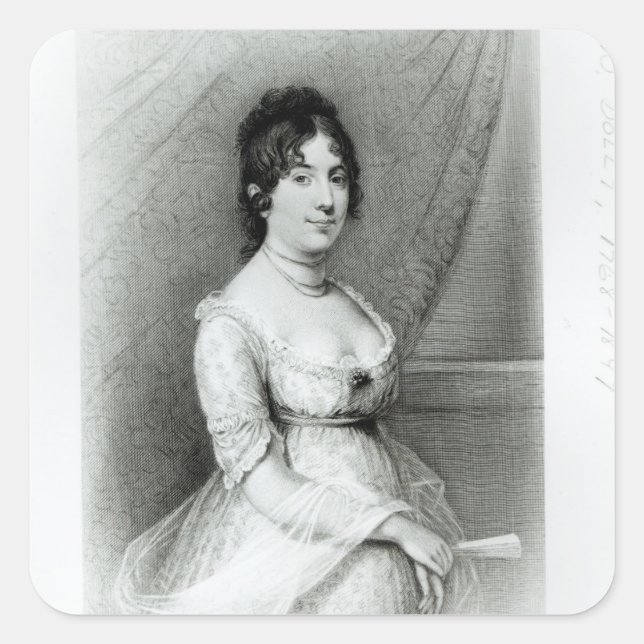 Frau James Madison, Dolley Payne, c.1804-55 Quadratischer Aufkleber (Vorderseite)