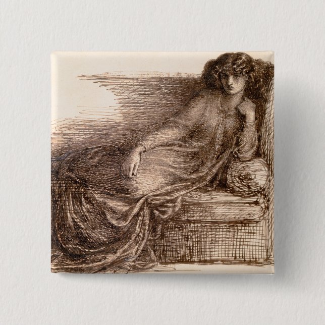 Frau Jane Morris Reclining auf einem Sofa Button (Vorderseite)