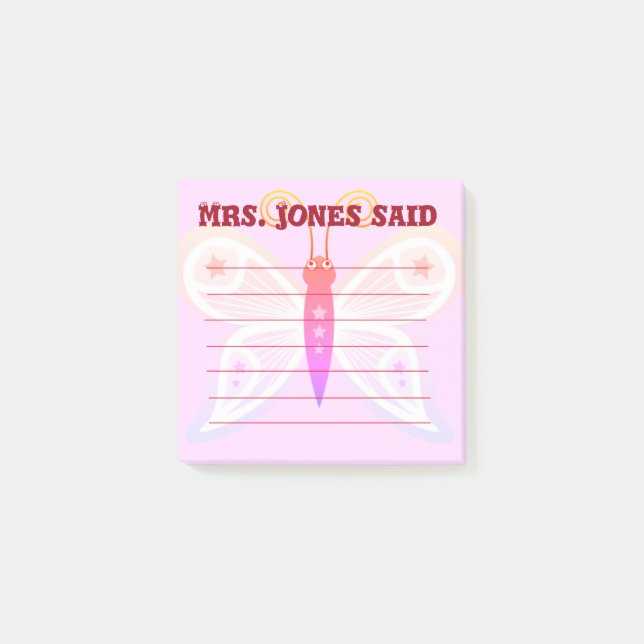 Frau Jones sagte Pink Post-It Notes Klebezettel (Vorderseite)