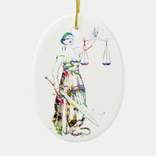 Frau Justitia Keramik Ornament