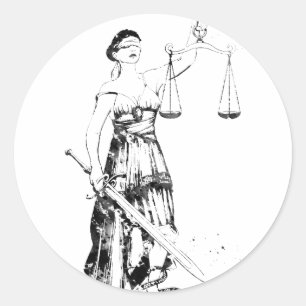 Frau Justitia Runder Aufkleber