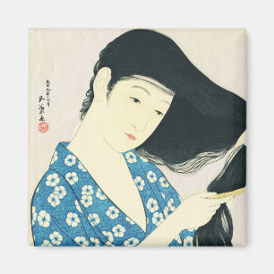 Frau kämmt ihr Haar Hashiguchi Goyo Magnet
