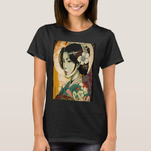 Frau Kimono Retro Geisha Vintag Japanisch Samura T-Shirt