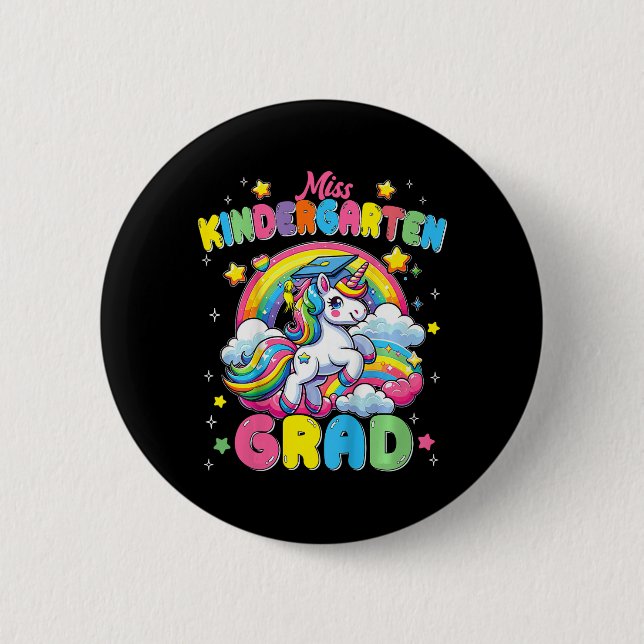 Frau Kindergarten Grad Unicorn Button (Vorderseite)