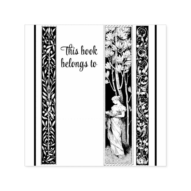 Frau klassische Randkunst Buchlabel Permastempel (Design)