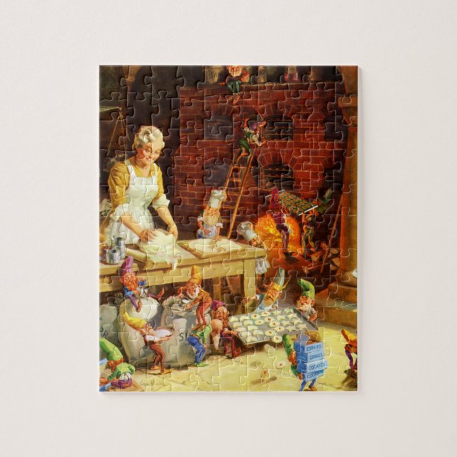 Frau Klaus u. Sankt Elfe backen Puzzle (Vertikal)