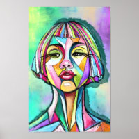 Frau Kubismus Kunststil Poster