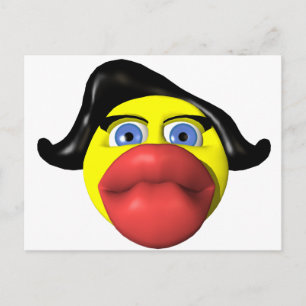 Frau küsst gelb postkarte