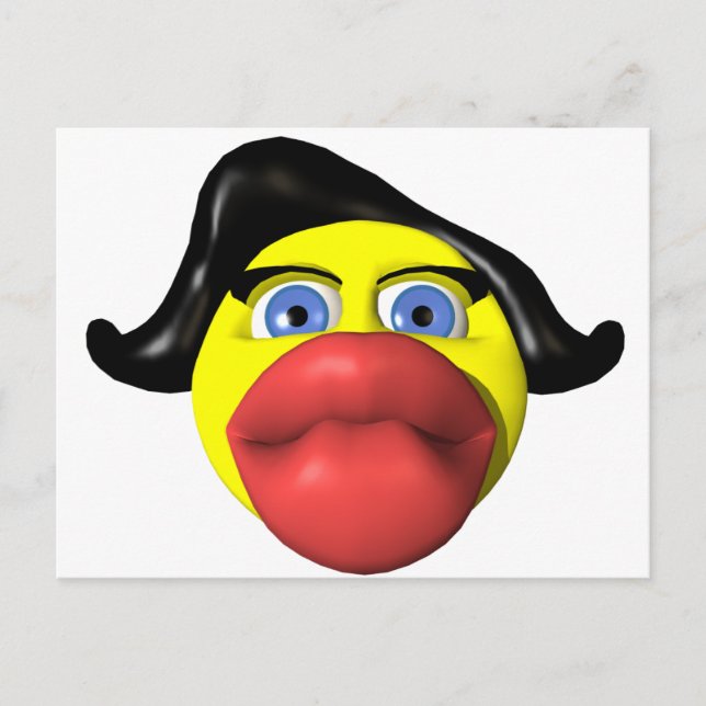 Frau küsst gelb postkarte (Vorderseite)