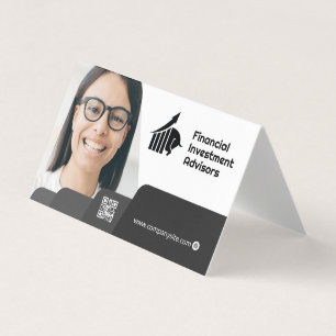 Frau lächeln   Unternehmen   QR Code Business Card Visitenkarten