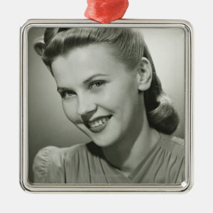 Frau lächelnde 2 silbernes ornament