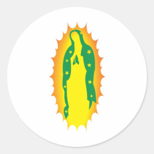 Frau Lady Guadalupe Modern Runder Aufkleber