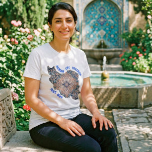 Frau Leben Freiheit   Persischer Teppich Blau T-Shirt