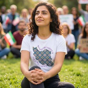 Frau Leben Freiheit Protest Blumen Violett T-Shirt