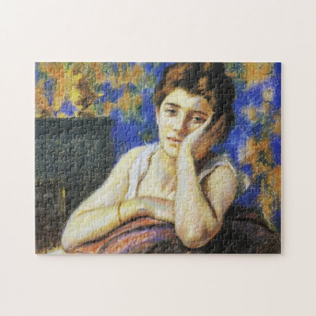 Frau lehnt auf einen Stuhl Puzzle (Horizontal)