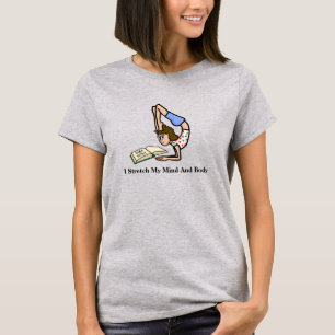 Frau lesen und Yoga Funny T - Shirt