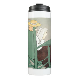 Frau liest in einem Schaukelstuhl Edward Penfield Thermosbecher