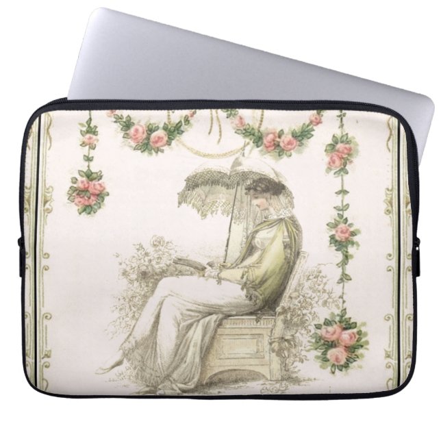 Frau liest Regency-Modebild  Laptopschutzhülle (Vorderseite)