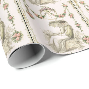 Frau liest Regency modischen Throw Kissen Geschenkpapier