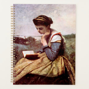 Frau liest von Jean-Baptiste Camille Corot Planer