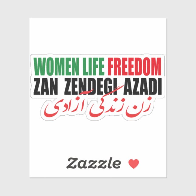 Frau Life Freedom Iran Zan Zendegi Azadi Persisch Aufkleber (Blatt)