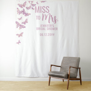 Frau Lila Gold Butterfly Bridal Backdrop Wandteppich