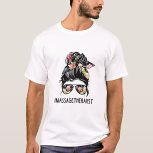 Frau Lotus Massage Therapeutin Mama Messy Bun Moth T-Shirt