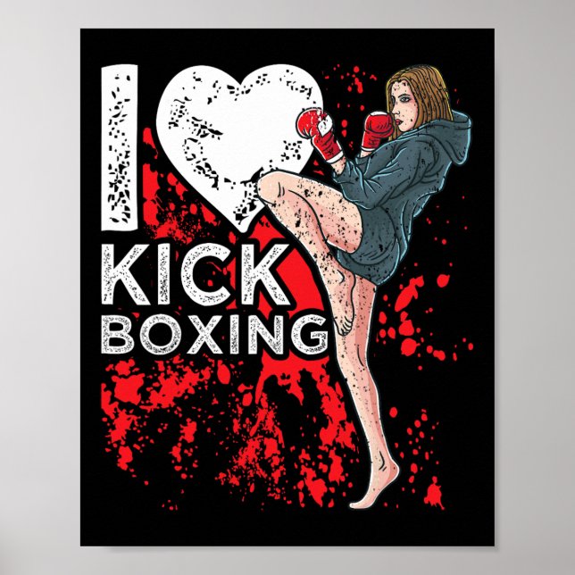 Frau Mädchen Kickboxer Ich liebe Kickboxen  Poster (Vorne)