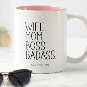 Frau Mama Boss Badass Lustiger Spruch Mama Humor Zweifarbige Tasse