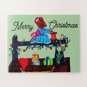 FRAU MAUS MACHT EINEN WEIHNACHTSHUT PUZZLE