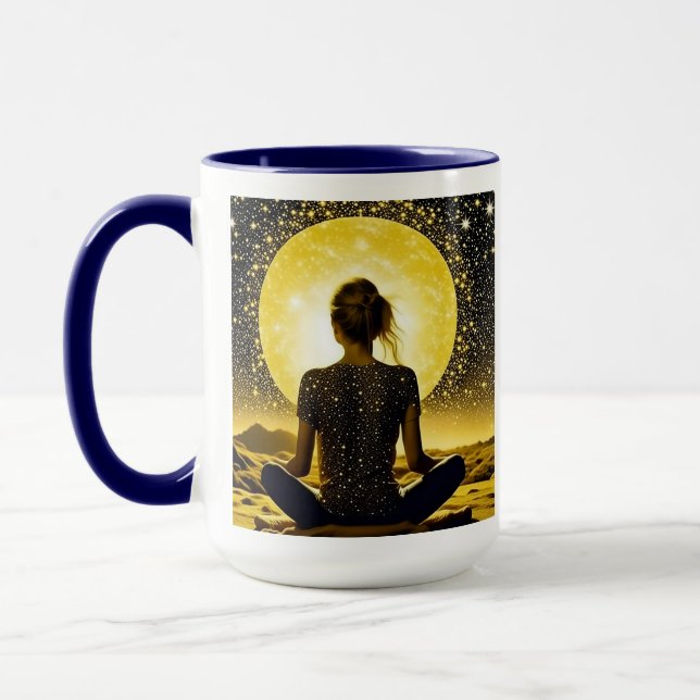 Frau Meditation Om Shanti Shanti Shanti Shanti Tasse (Links)