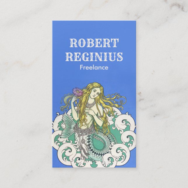 Frau Mermaid Vintag Art g8678 Visitenkarte (Vorderseite)