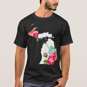 Frau Michigan Vintag Rose Staat Karte Prix Patri T-Shirt
