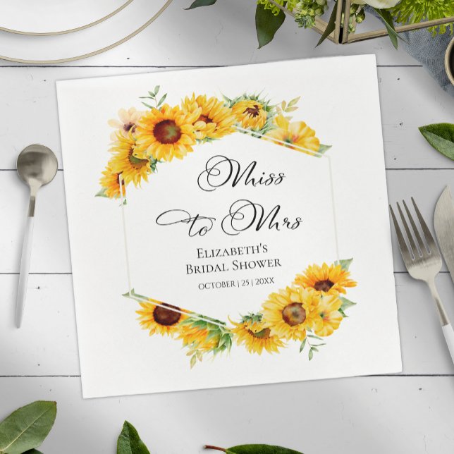 Frau Miss. | Sunflower Fall Brautparty Napkins Serviette (Von Creator hochgeladen)