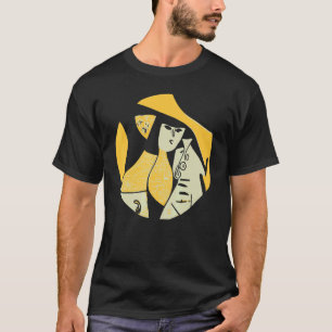 Frau mit Abstraktem, kunstvollen Hundeschleif T-Shirt