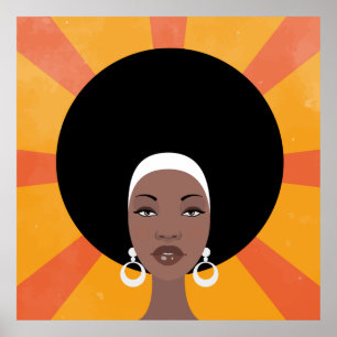 Frau mit afro-haarportraitischer Abbildung Poster