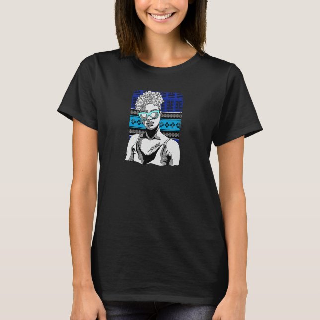Frau mit Afrobeat Tattoo T-Shirt (Vorderseite)