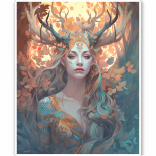 Frau mit antlers Fantasy Art Aufkleber