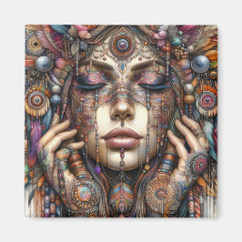 Frau mit aufwändiger, im Stammesalter Inspiriert O Magnet