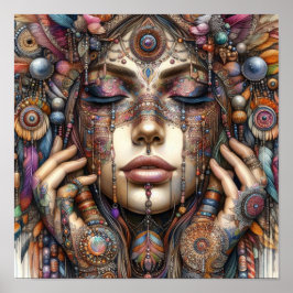Frau mit aufwändiger, im Stammesalter Inspiriert O Poster