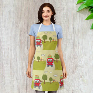 Frau mit Auto Schürze