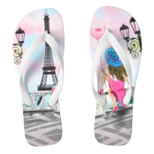 Frau mit Ballon Paris Flip Flops Eiffelturm