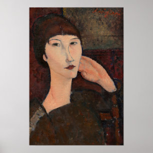 Frau mit bangfarbenem Haar von Amedeo Modigliani Poster