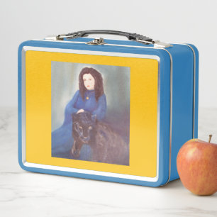 Frau mit Black Panther Metal Lunch Box